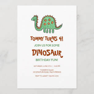 Invitations à la fête d'anniversaire des dinosaure