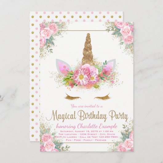 Invitations à la fête d'anniversaire des filles de (Devant / Derrière)