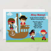 Invitations à la fête d'anniversaire des pirates (Devant / Derrière)