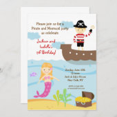 Invitations à la fête d'anniversaire des pirates e (Devant / Derrière)