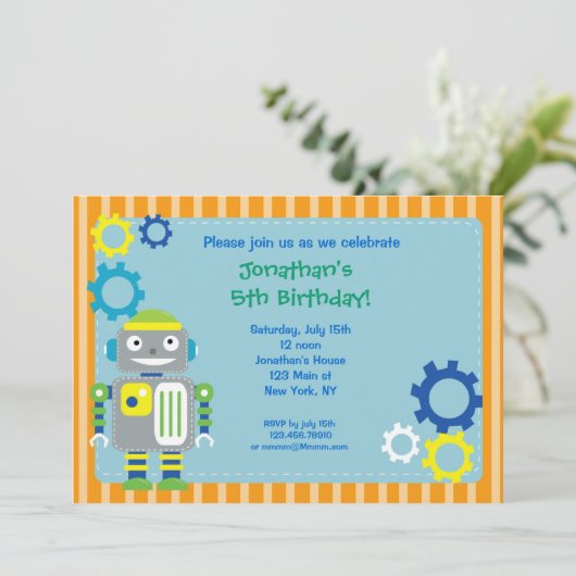 Invitations à la fête d'anniversaire des robots (Debout devant)