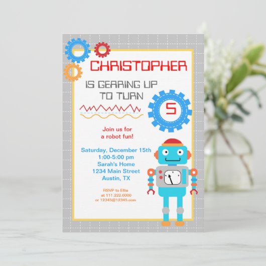 Invitations à la fête d'anniversaire des robots (Debout devant)