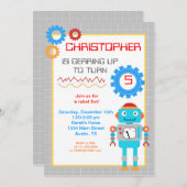 Invitations à la fête d'anniversaire des robots (Devant / Derrière)