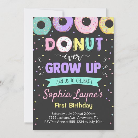 Invitations à la fête d'anniversaire Donut (Devant)