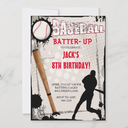 Invitations à la fête d'anniversaire du baseball s (Devant)