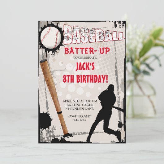 Invitations à la fête d'anniversaire du baseball s (Debout devant)