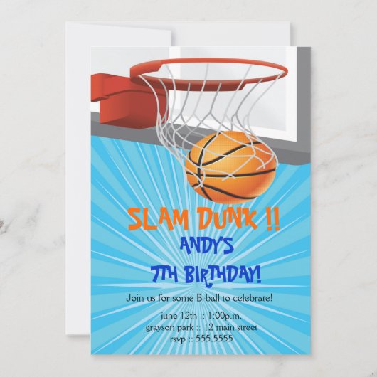 Invitations à la fête d'anniversaire du basket-bal (Devant)