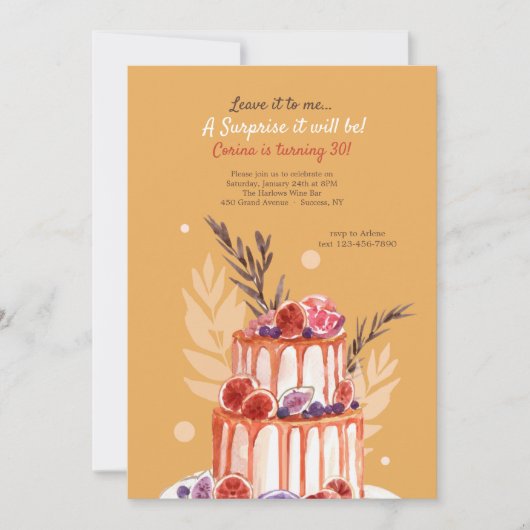 Invitations à la fête d'anniversaire du gâteau sur (Devant)