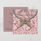 Invitations à la fête d'anniversaire du papillon j (Devant / Derrière)