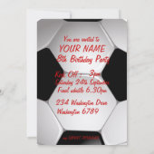 Invitations à la fête d'anniversaire du Soccer Bal (Dos)