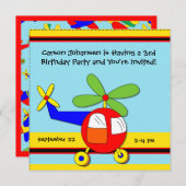 Invitations à la fête d'anniversaire d'un avion vo (Devant / Derrière)