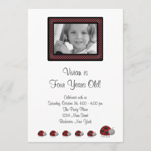 Invitations à la fête d'anniversaire Lady Bug