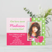 Invitations à la fête d'anniversaire Pink Strawber (Debout devant)