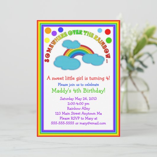 Invitations à la fête d'anniversaire Rainbow (Debout devant)