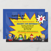 Invitations à la fête d'anniversaire Superhero Sup (Devant / Derrière)