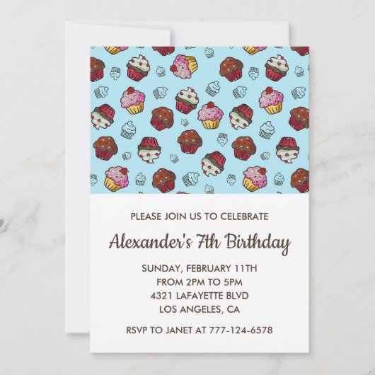 Invitations à la fête de couleur 7e anniversaire g (Devant)