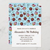 Invitations à la fête de couleur 7e anniversaire g (Devant / Derrière)