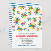 Invitations à la fête de couleurs Confetti 3ème en (Devant / Derrière)