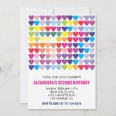 Invitations à la fête de couleurs Rainbow Heart Mo (Devant)