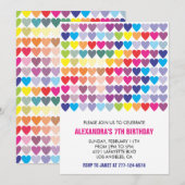 Invitations à la fête de couleurs Rainbow Heart Mo (Devant / Derrière)