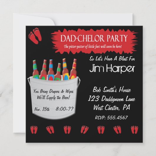 Invitations à la fête de la couche de papa (Devant)