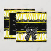 Invitations à la fête de la Quinceanera du Jaune n (Devant / Derrière)