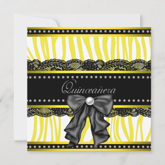 Invitations à la fête de la Quinceanera du Jaune n (Devant)