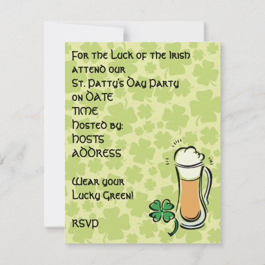 Invitations à la fête de la Saint Patrick! (Dos)