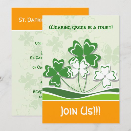 Invitations à la fête de la Saint Patrick (Devant / Derrière)
