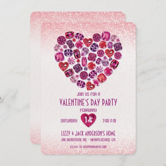 Invitations à la fête de la Saint-Valentin au coeu (Devant / Derrière)