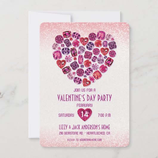 Invitations à la fête de la Saint-Valentin au coeu (Devant)