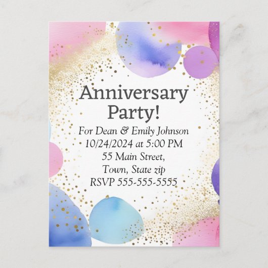 Invitations à la fête de l'anniversaire (Devant)