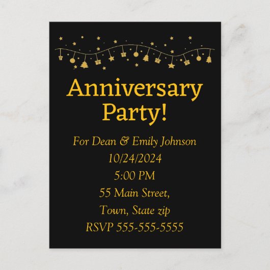 Invitations à la fête de l'anniversaire (Devant)