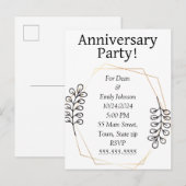 Invitations à la fête de l'anniversaire (Devant / Derrière)