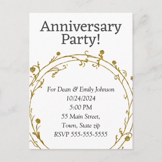 Invitations à la fête de l'anniversaire (Devant)