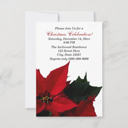 Invitations à la fête de Noël de Poinsettia (Devant)