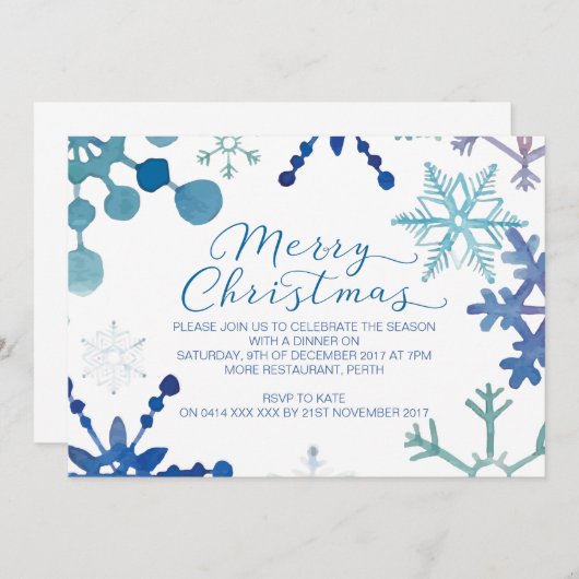 Invitations à la fête de Noël de Snowflake (Devant / Derrière)