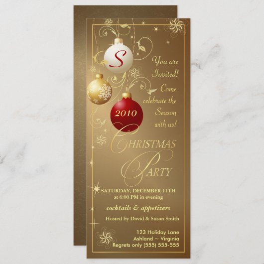 Invitations à la fête de Noël-Élégant Monogramme d (Devant / Derrière)