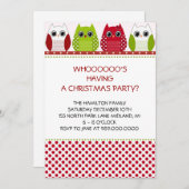 Invitations à la fête de Noël Owl (Devant / Derrière)