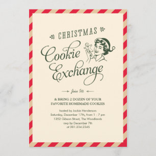 Invitations à la fête d'échange de cookies de Noël