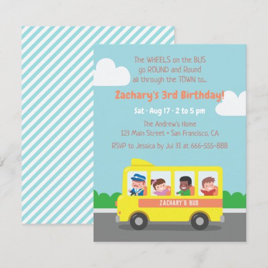 Invitations à la fête des Anniversaires de enfants (Devant / Derrière)