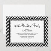Invitations à la fête des Chevron noirs et blancs (Devant / Derrière)