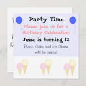 Invitations à la fête des cônes de crème glacée (Devant / Derrière)
