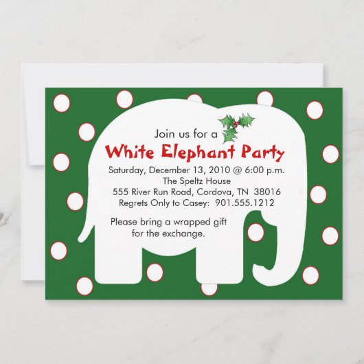 Invitations à la fête des fêtes des éléphants blan (Devant)