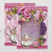 Invitations à la Fête des mariées Tea Party (Devant / Derrière)