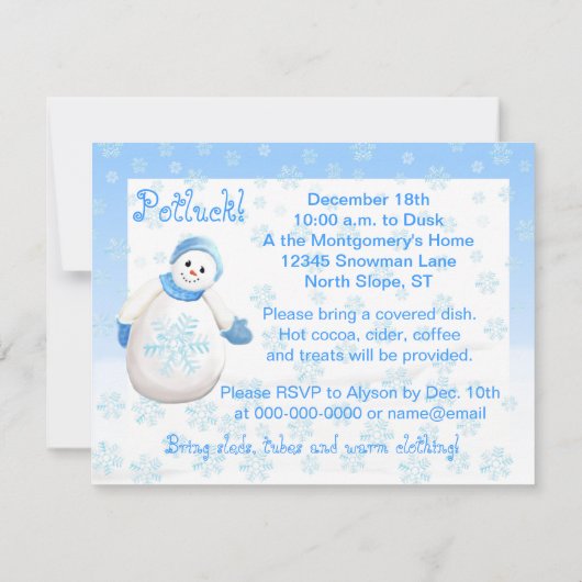 Invitations à la fête des neiges (Dos)