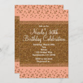 Invitations à la fête des points Peachy Pink & Gol (Devant / Derrière)