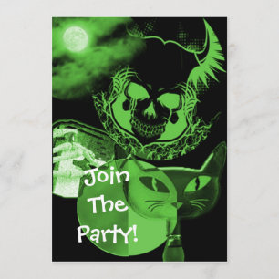 Invitations à la fête d'Halloween à la peur verte