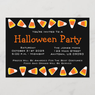Invitations à la fête d'Halloween Candy Corn