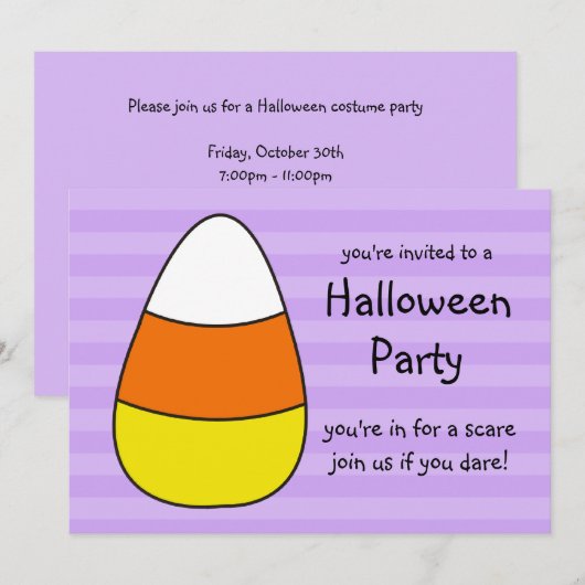 Invitations à la fête d'Halloween Corn (Devant / Derrière)